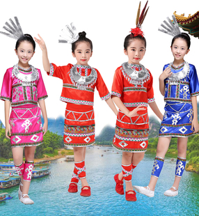 舞台服装 阿里山高山族演出服饰男女童 台湾民族服装 儿童民族服装