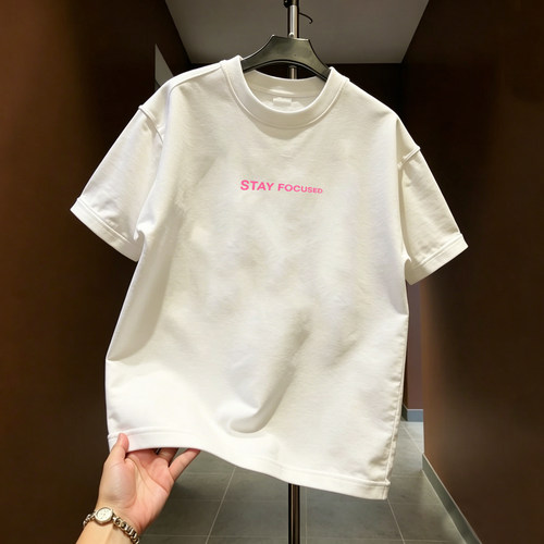 100%纯棉百搭短袖t恤男女同款2026新款夏季潮牌美式宽松情侣上衣