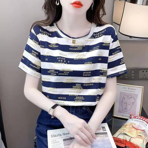 超值夏季短袖t恤女士条纹上衣