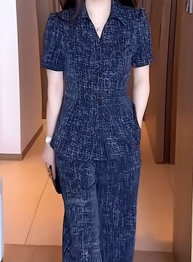 妈妈装夏季显瘦清凉短袖两件套
