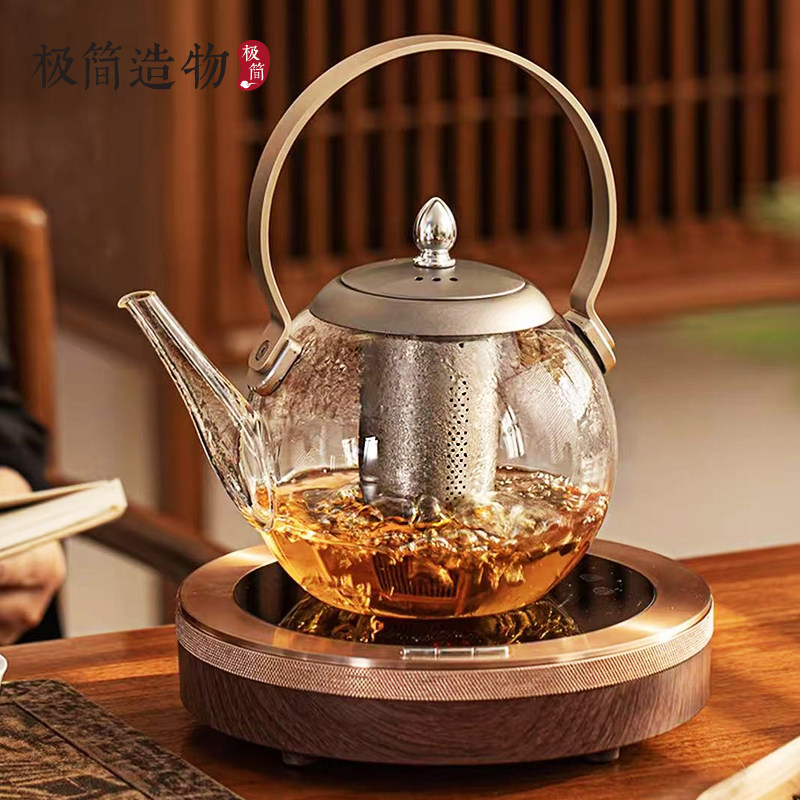 高端纯钛内胆玻璃煮茶壶图片