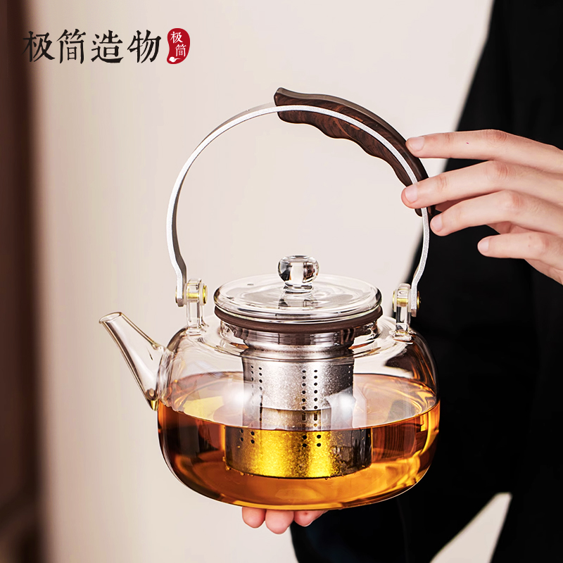 高档纯钛过滤玻璃茶壶烧水壶老白茶黑茶电陶炉专用煮茶提梁壶家用