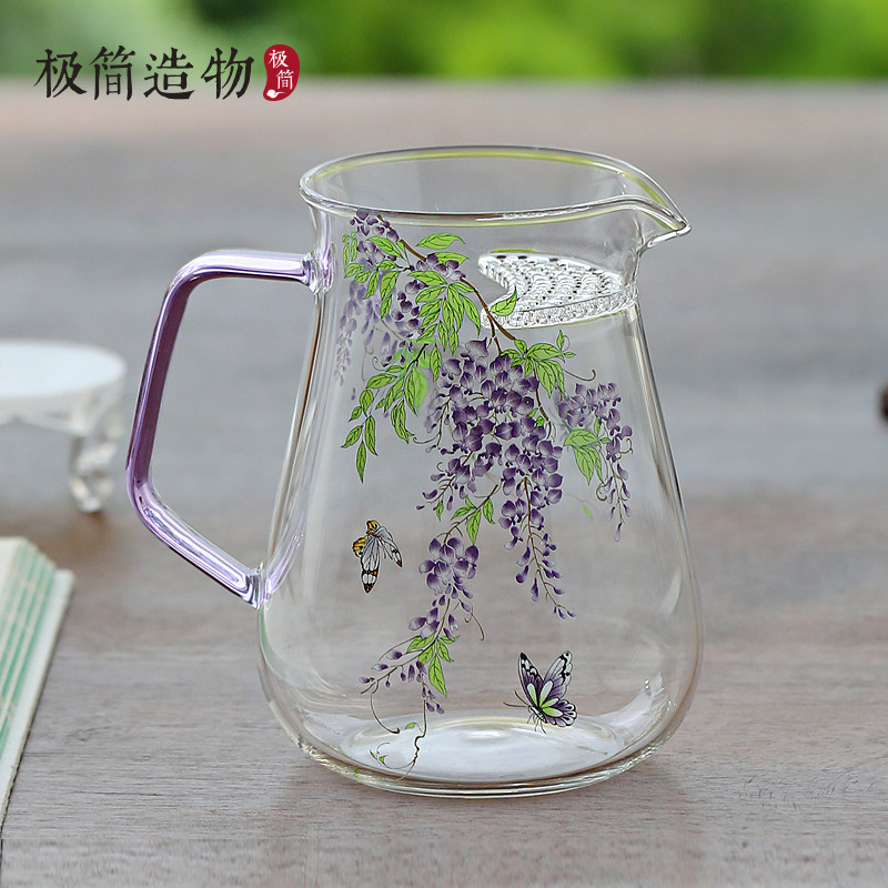 紫藤花高硼硅玻璃月牙过滤一体公道杯绿茶专用分茶器茶壶茶具配件,餐饮具,公道杯,淘宝优惠券,粉丝福利购,淘宝优惠卷