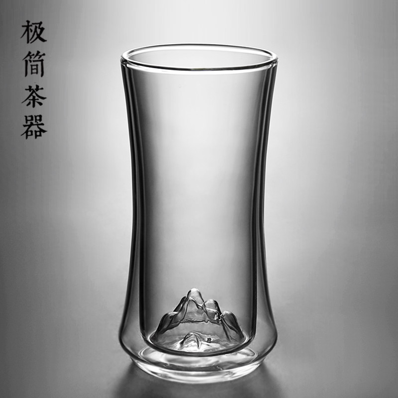 双层隔热防烫高级感玻璃杯观山泡猴魁龙井绿茶杯专用男女喝水杯子