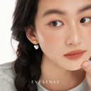 EVESENSE简约双色水波纹爱心耳环高级感小众设计百搭韩系气质耳饰