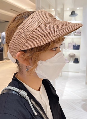 澳洲 进口拉菲草松紧设计大檐空顶帽遮阳帽 四色缎带
