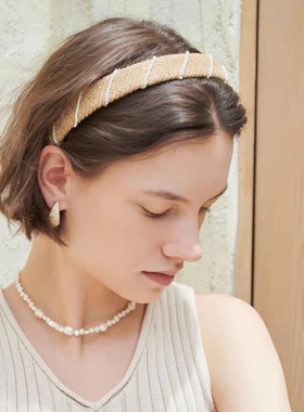 日本chapeaud.o*override休闲草编珍珠发箍发带