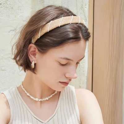 日本chapeaud.o*override休闲草编珍珠发箍发带