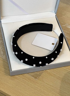 2023秋冬质感控bi入chapeaud.o*override丝绒珍珠发箍女高颅顶