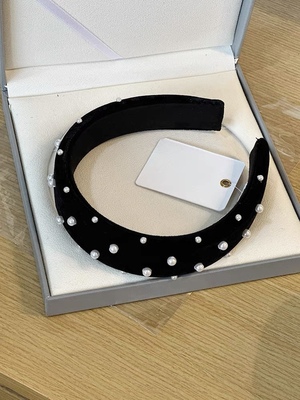 2023秋冬质感控bi入chapeaud.o*override丝绒珍珠发箍女高颅顶