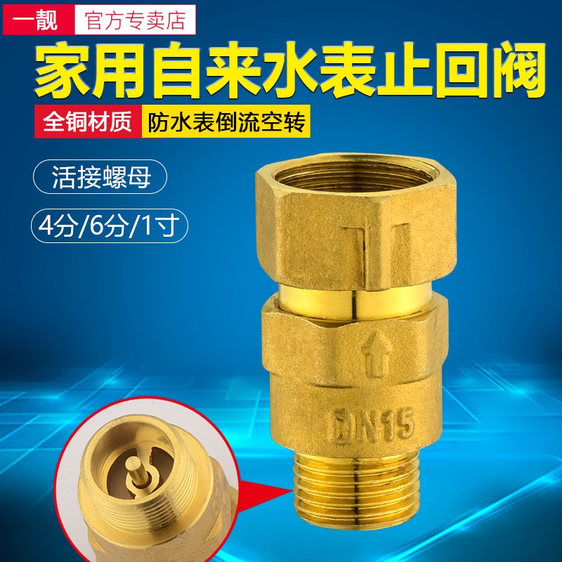 水表止回阀止逆防空转防倒流水泵水管家用表前单向阀v止回阀4分6