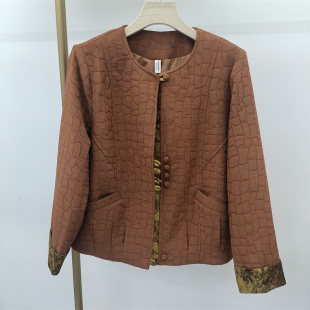 商场同款 2026春季 国风短外套女圆领提花显瘦中年妈妈开衫 中式 新款