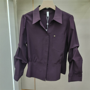 女春季 收腰显瘦时尚 百搭小衫 中式 女装 衬衫 上衣专柜正品 翻领九分袖