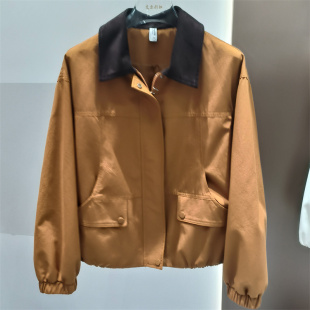 风翻领夹克女短款 专柜正品 外套宽松百搭显瘦春季 女装 新款 工装