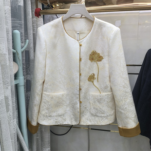 新中式 风重工刺绣短外套女圆领单排扣轻奢百搭外套小香风上衣