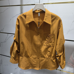 专柜正品 复古简约风翻领长袖 宽松通勤显瘦上衣小衫 女2026春季 衬衫