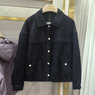 减龄短外套夹克 宽松翻领百搭时尚 韩版 通勤风牛仔外套女春季