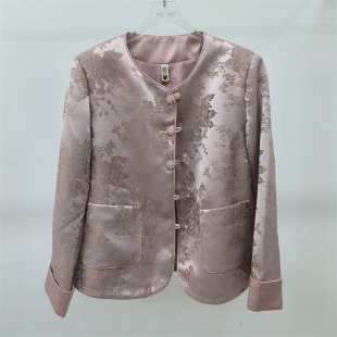 风提花外套女小香风盘扣短外套洋气轻奢妈妈女装 2026新款 新中式