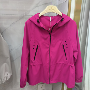 正品 显瘦拉链夹克百搭休闲外套 多巴胺风连帽冲锋衣女短外套时尚