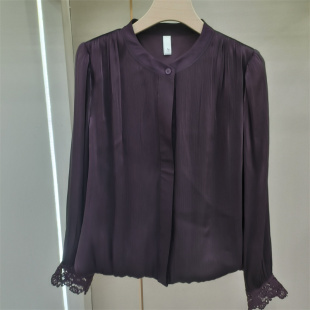 气质衬衫 显瘦百搭女装 女长袖 口减龄职业优雅上衣韩版 蕾丝袖 中式