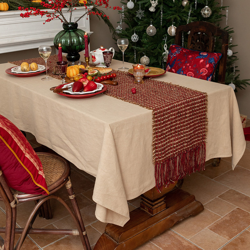 桌旗小香风羊毛轻奢高档红色喜庆电视柜桌布边柜装饰茶旗斗柜盖巾,居家布艺,桌旗,淘宝优惠券,粉丝福利购,淘宝优惠卷