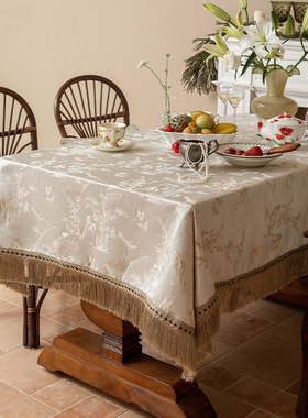 新中式桌布轻奢高级感提花刺绣台布茶几桌布盖布梅花古典餐桌布艺