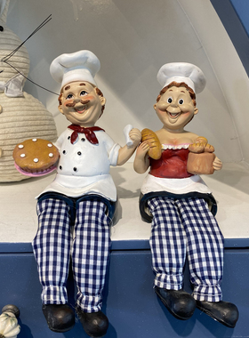 出口树脂烘焙师摆件面包师摆件西餐厅咖啡馆家居装饰品创意摆件