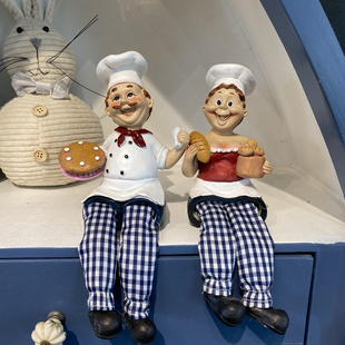 出口树脂烘焙师摆件面包师摆件西餐厅咖啡馆家居装饰品创意摆件