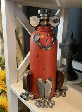 出口外贸树脂红色消防栓青蛙创意家居饰品工业风中古摆件工艺品