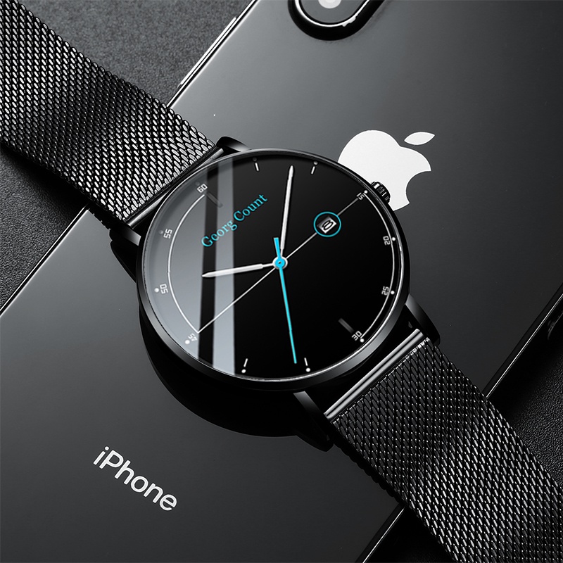 运动潮流简约学生手表虫洞概念全自动机械表男士石英防水超薄男表