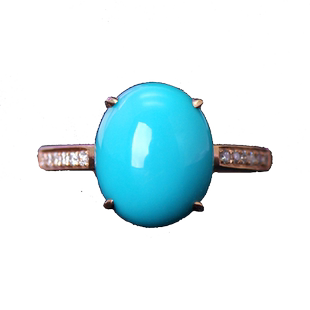 天然南非钻石绿松石18K黄金玫瑰金女戒指无铁线黑点生日礼物定制