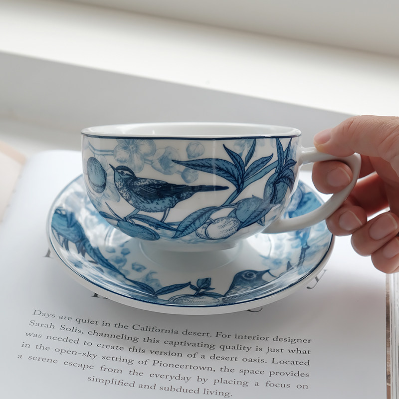 司墨2025新款景德镇陶瓷咖啡杯青花釉下彩桃子杯碟组合外国人送礼