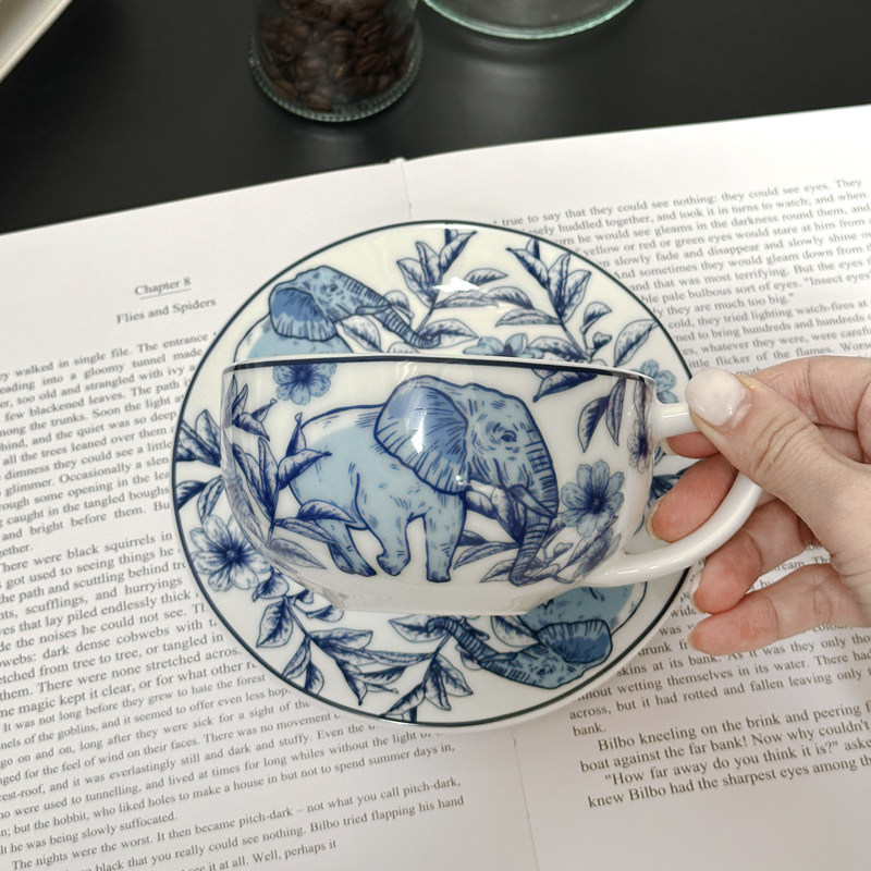 陶瓷青花瓷新中式复古咖啡杯