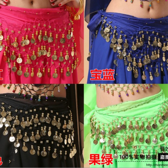 Y舞蹈服肚皮舞腰链腰带新款128币雪纺瑜伽印度舞练习腰链配饰