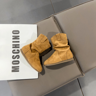 女童复古堆堆靴2025秋季新款儿童单里勃肯短靴一脚蹬百搭软底短靴