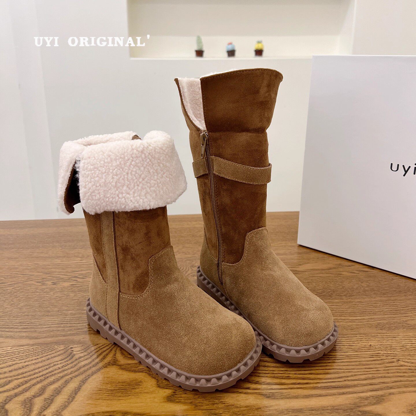 2025秋冬新款儿童复古长筒靴韩系女童洋气时髦骑士加绒保暖高筒靴