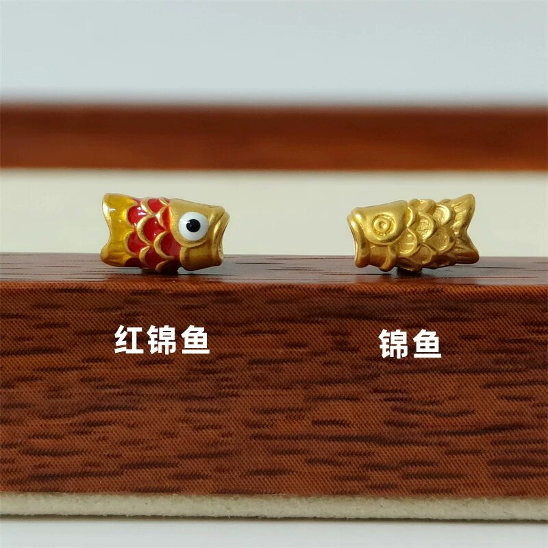 3D硬金烤漆鲤鱼手链黄金999足金年年有鱼转运珠手串好运锦鲤手绳