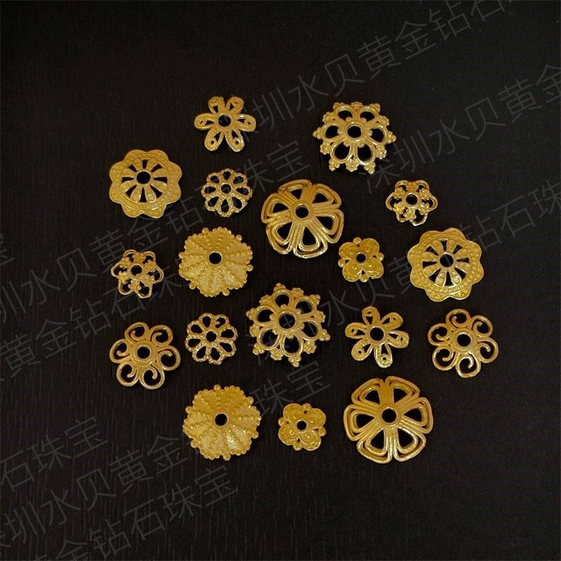 足金999镂空花托隔片黄金隔珠图片