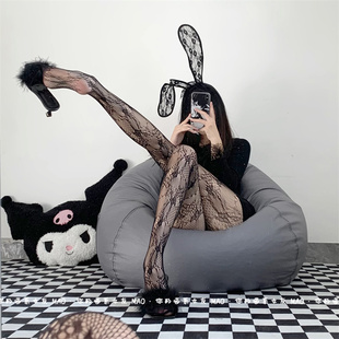 渔网袜辣妹黑丝镂空蝴蝶提花性感暗黑色蕾丝防勾丝打底连裤网袜女