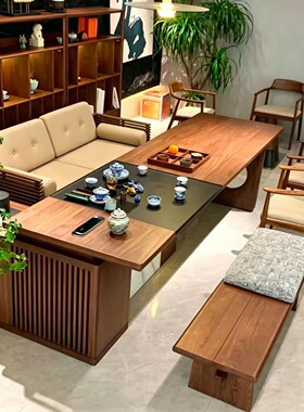 茶台轻奢别墅茶室泡茶桌办公一体