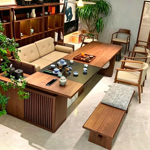 茶台轻奢别墅茶室泡茶桌办公一体