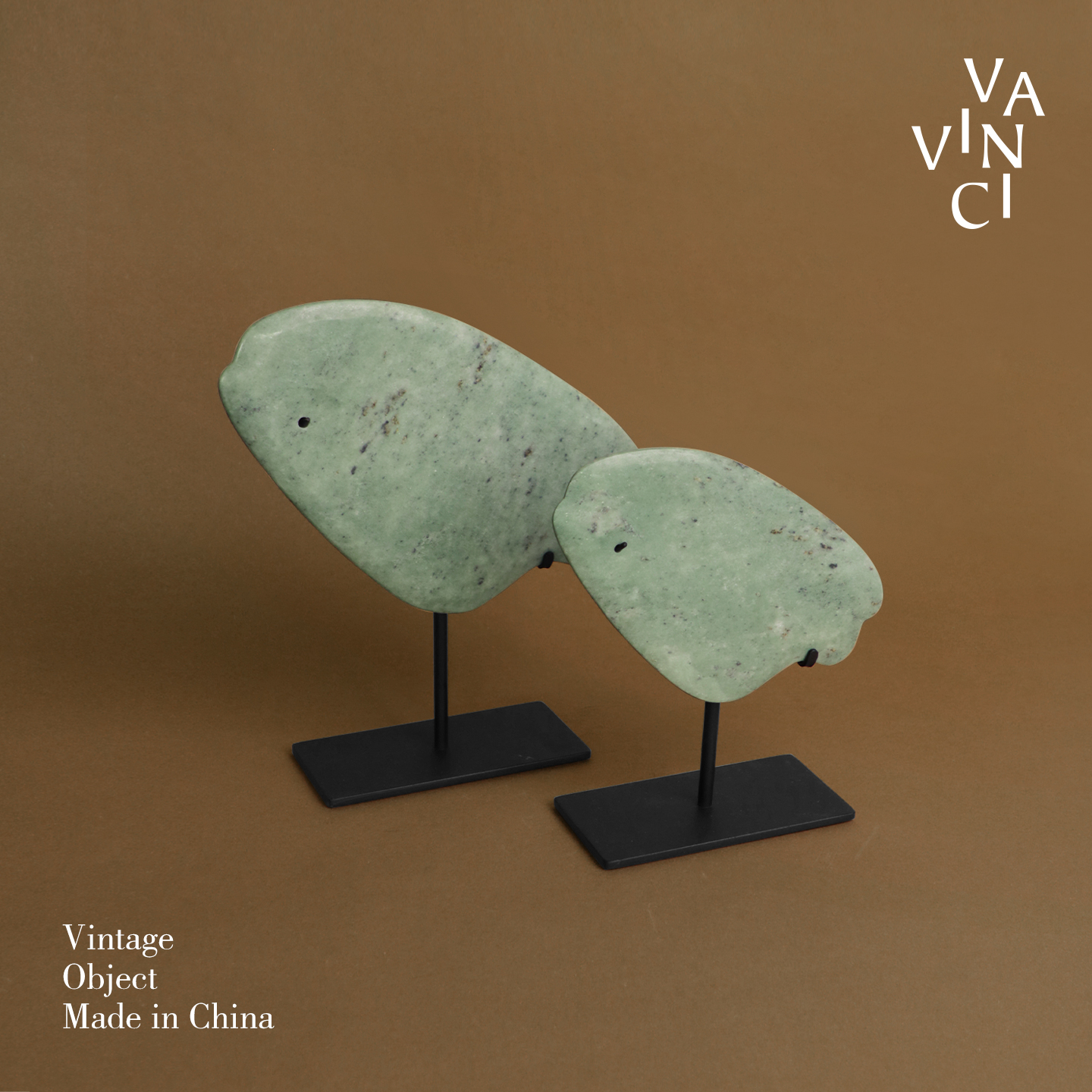 新中式复古抽象鱼玉璧摆件工艺品