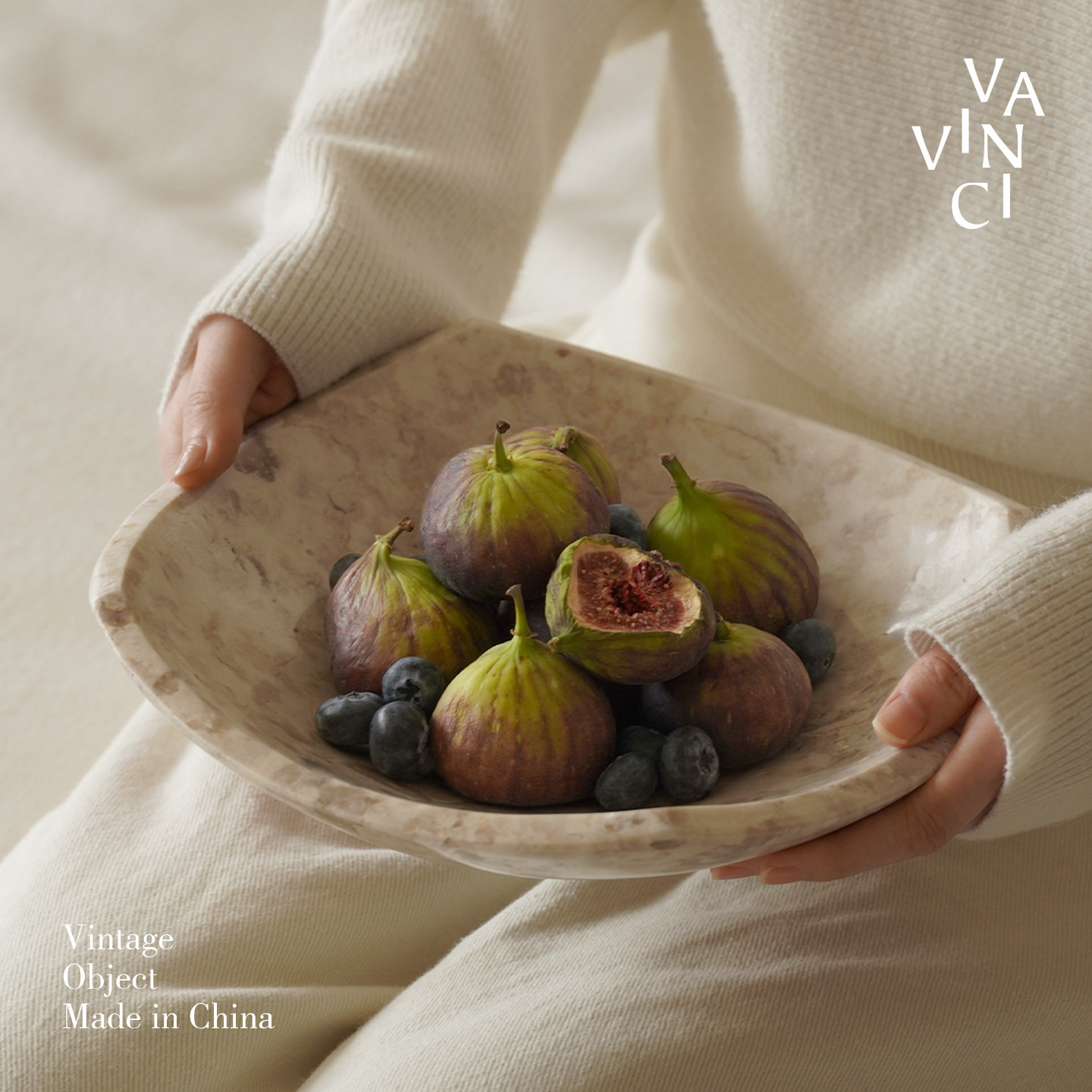 梵其【石语】复古简约大理石果盘摆件轻奢高档家用零食糖果收纳盘