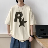 220克夏装新款印花宽松港仔百搭学生休闲圆领短袖t恤Y381P25，男装T恤，电商B219