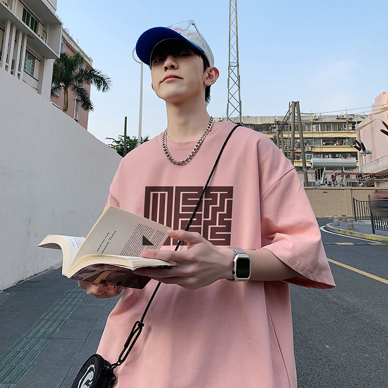 2023夏装新款古风印花宽松港仔百搭学生休闲圆领短袖t恤Y215P25,男装T恤,电商B219