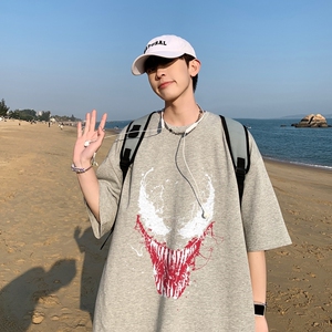 220克夏装美漫毒液印花宽松港仔百搭学生休闲圆领短袖t恤Y393P25