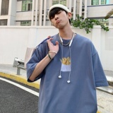 2023夏装新款薯条印花宽松港仔百搭学生休闲圆领短袖t恤Y285P25，男装T恤，电商B219