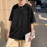 505-1-Y018黑色全棉短袖情侣中性风T恤潮流牌印花体恤，男装T恤，电商B219