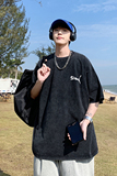 2023新款夏装纯棉圆领复古做旧宽松港仔短袖蜡染水洗T恤Y325P35，男装T恤，电商B219