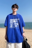 2023夏装太空人印花宽松港仔百搭学生休闲圆领短袖t恤Y237P25白，男装T恤，电商B219